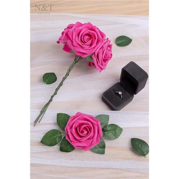 Artificial Flowers Foam Roses Perfect for DIY Wedding Bridal Bouquets Cake Pink - Picture 5 of 6
